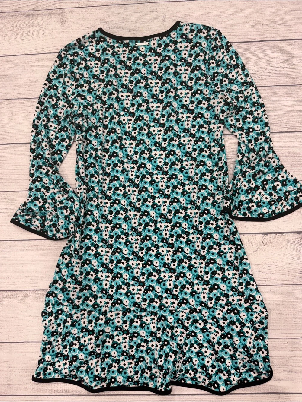 Michael Kors Petite Floral Bell Sleeve Drop Waist Dress Size Sm